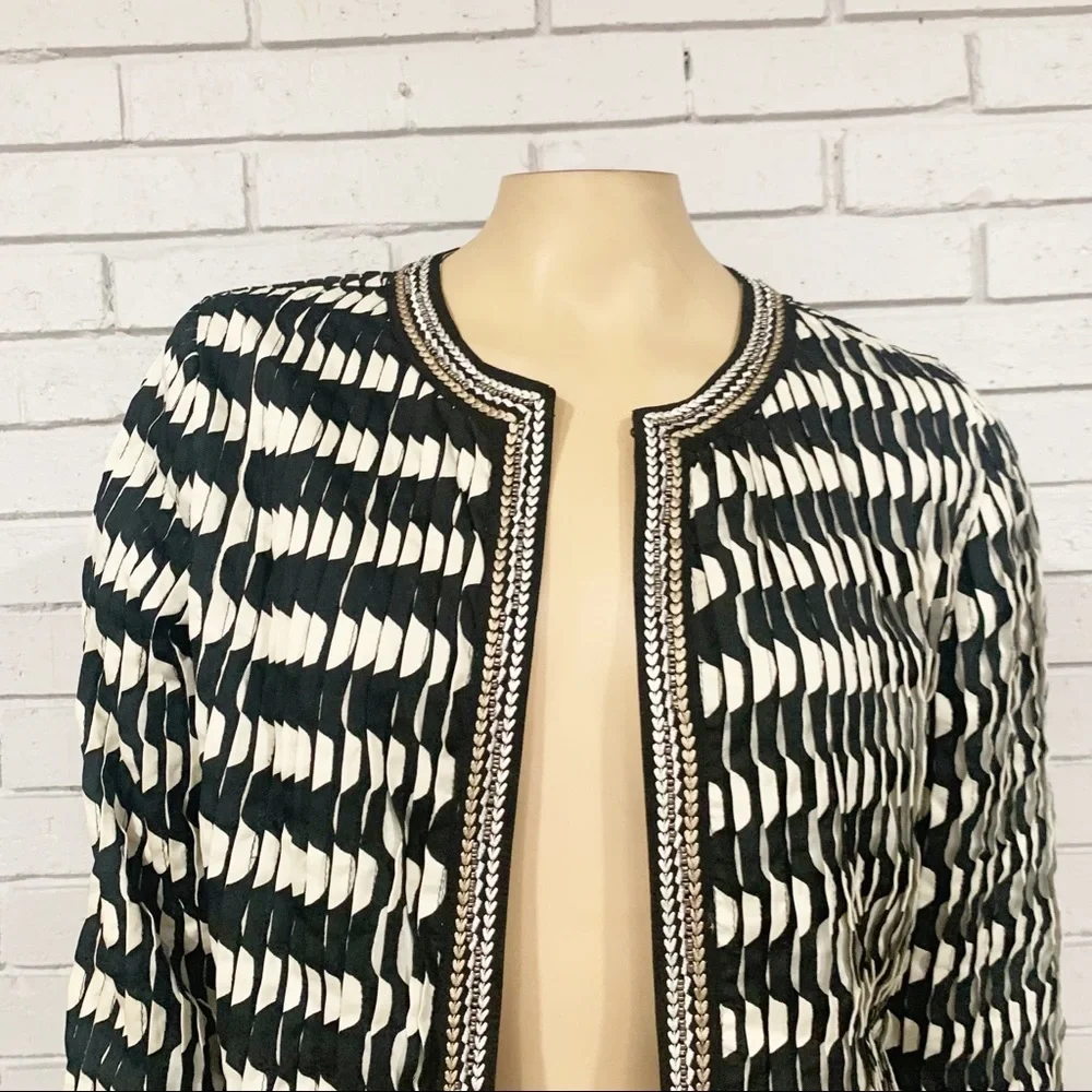 Chico’s Travelers Pleated Open Front Blazer - Picture 2 of 11